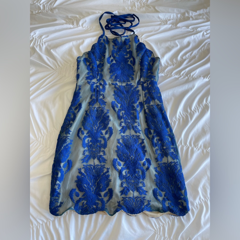 Blue and tan dress